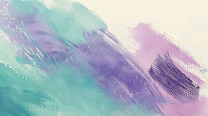 Soft Pastel Mint and Purple Brush Strokes on Textured Canvas - Abstract Art Background