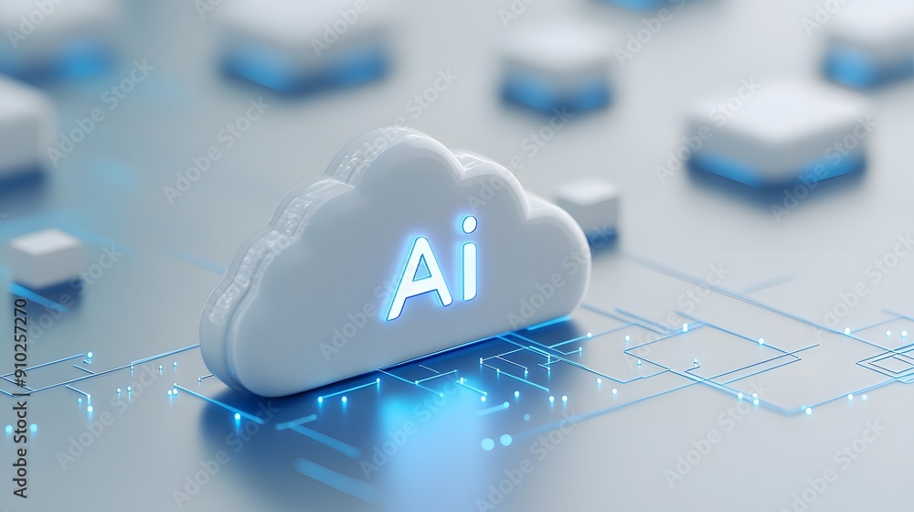Aufkleber artificial intelligence concept with a cloud symbol on a digital background, representing ai technol