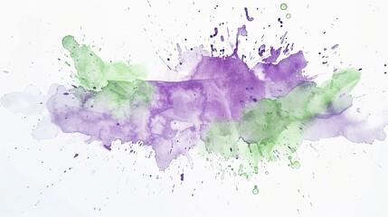 Obraz premium Serene Pastel Purple and Green Watercolor Splashes on Light Background
