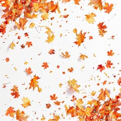 Autumn Falling Maple Leaves. Vibrant, Colorful, and Airy. AI generated image white background or wallpaper