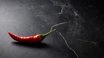 red hot chili pepper on a dark stone surface