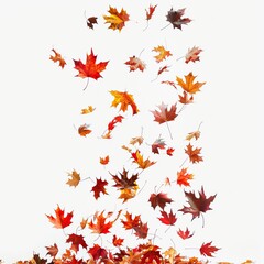 Autumn Falling Maple Leaves. Vibrant, Colorful, and Airy. AI generated image white background or wallpaper