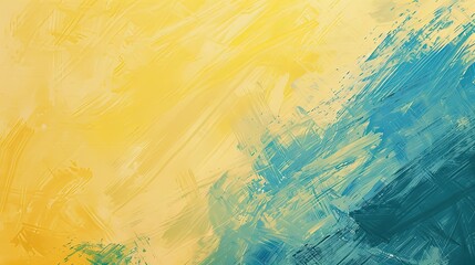 Abstract Pastel Yellow and Blue Brush Strokes on Textured Background for Artistic Design Concepts