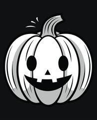 Halloween style black and white pumpkin illustration