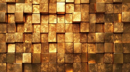 Shiny Golden Bullion Bars Arranged Symmetrically with High Gloss Finish