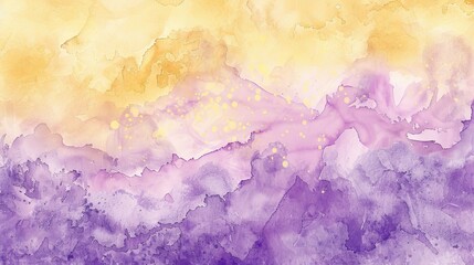 Obraz premium Serene Pastel Purple and Yellow Watercolor Background - Tranquil Abstract Artistic Design for Graphic Projects