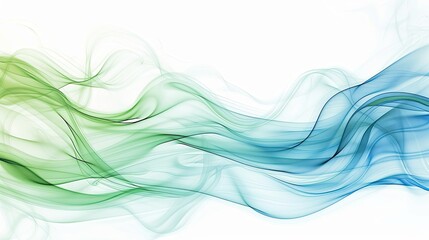 Obraz premium Serene Pastel Green and Blue Abstract Waves on White Background