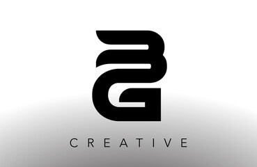 BG GB United Letter Icon Design Logo Vector in Black Minimalist Creative Modern Style