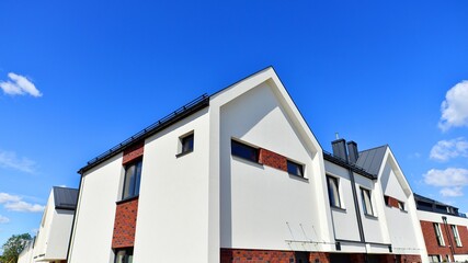 Terraced single family homes in newly developed housing estate. The real estate market in the...