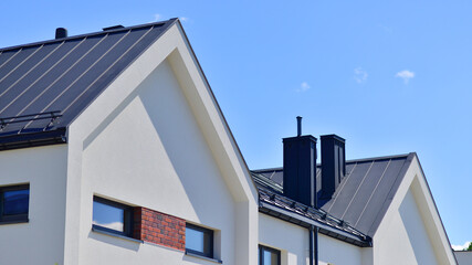 Terraced single family homes in newly developed housing estate. The real estate market in the...