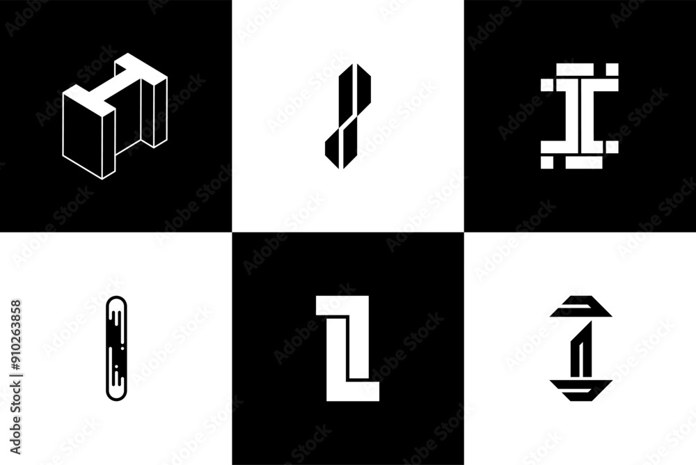 Fototapete Letter I modern font and typography design vector illustration, high quality and standard. Can be used in many types of design work.
