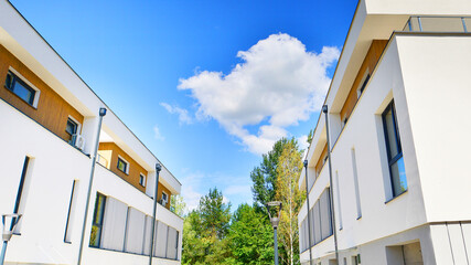 Terraced single family homes in newly developed housing estate. The real estate market in the...