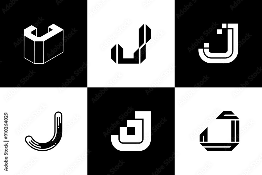 Fototapete Letter J modern font and typography design vector illustration, high quality and standard. Can be used in many types of design work.