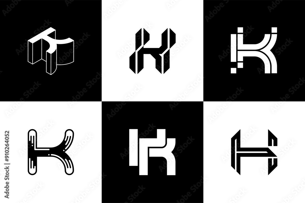 Fototapete Letter K modern font and typography design vector illustration, high quality and standard. Can be used in many types of design work.