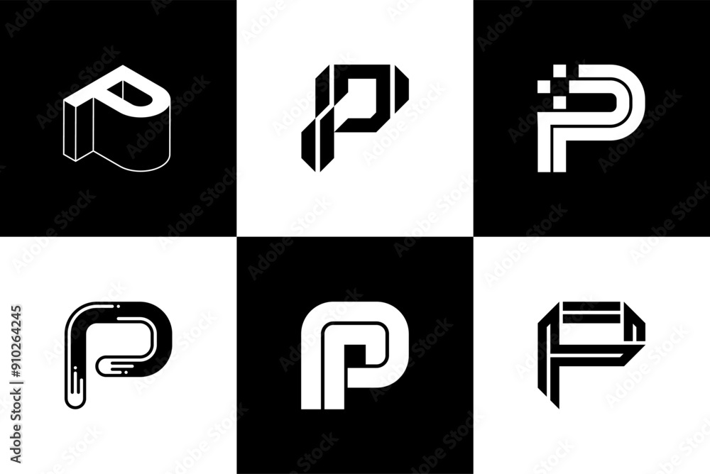 Fototapete Letter P modern font and typography design vector illustration, high quality and standard. Can be used in many types of design work.