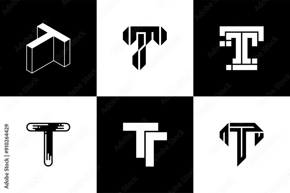 Fototapete letter t modern font and typography design vector illustration, high quality and standard. can be us