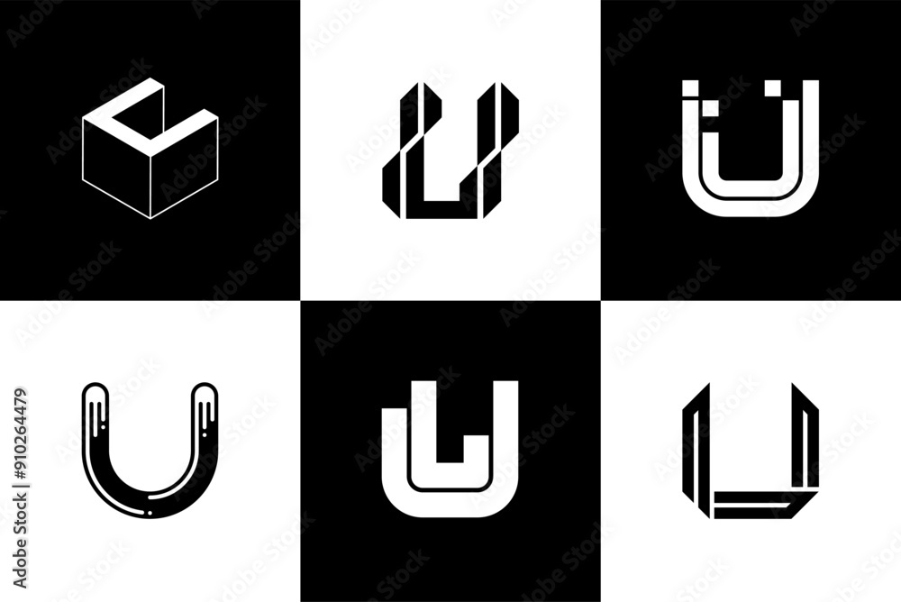 Fototapete Letter U modern font and typography design vector illustration, high quality and standard. Can be used in many types of design work.