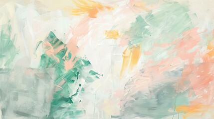 Serene Pastel Abstract Composition on White Canvas