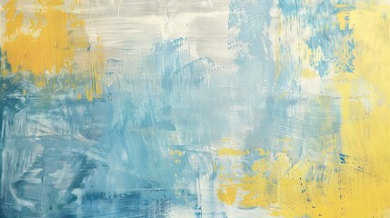 Serene Pastel Blue and Yellow Brush Strokes on Textured Canvas - Artistic Abstract Background