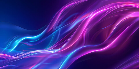 Fototapeta premium abstract dark blue background with wavy rays of light. pink and blue neon light. futuristic design