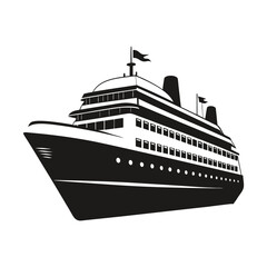 Monochrome Cruise Ship Vector Illustration