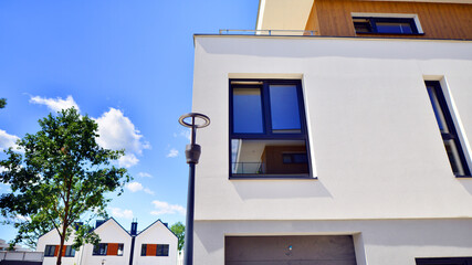 Terraced single family homes in newly developed housing estate. The real estate market in the...