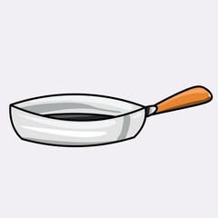vector cartoon frying pan on white background