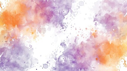 Fototapeta premium Serene Pastel Lavender and Orange Watercolor Splashes on Light Background