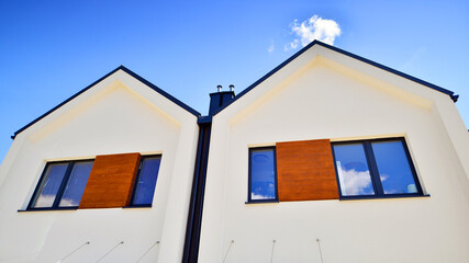 Terraced single family homes in newly developed housing estate. The real estate market in the...