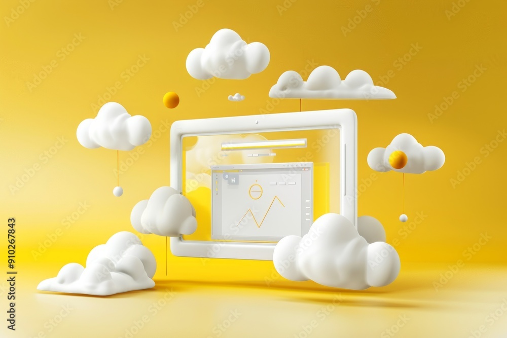 Aufkleber 3d internet browser runing windows programs. the cloud computing supporting. white an yellow.