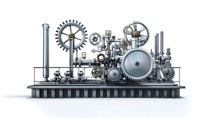 Intricate Clockwork Mechanism and Industrial Gears in Abstract Metallic Backdrop