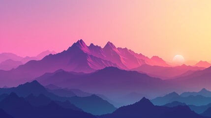 Fototapeta premium A majestic mountain range bathed in the warm glow of a vibrant sunrise