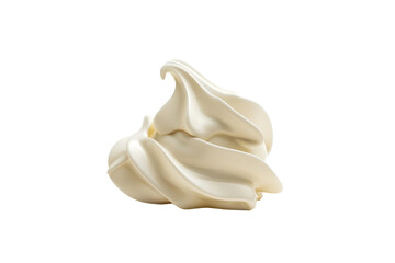 Smooth dollop of white cream, isolated on white background. PNG without background