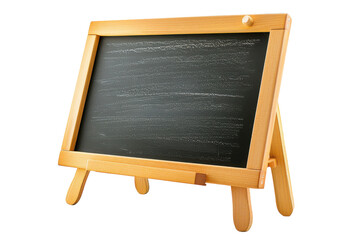 Obraz premium Wooden framed blackboard on easel, isolated on white background. PNG without background