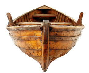Obraz premium Rustic wooden boat isolated on white background. PNG without background