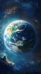 A stunning view of Earth from space, showcasing vibrant colors and intricate details of our planet's continents and clouds.