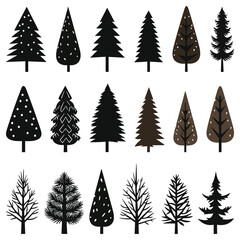 pine trees vector flat illustration