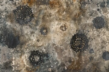 High-resolution abstract grunge texture with dark circular patterns and earthy tones, ideal for backgrounds or artistic projects.