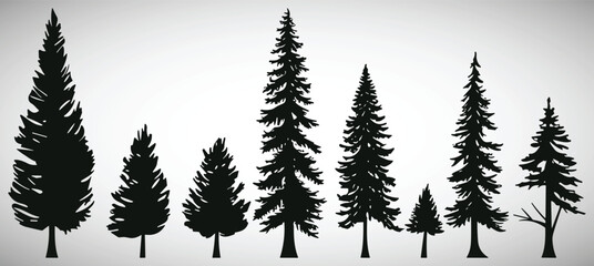 Obraz premium pine trees vector flat illustration