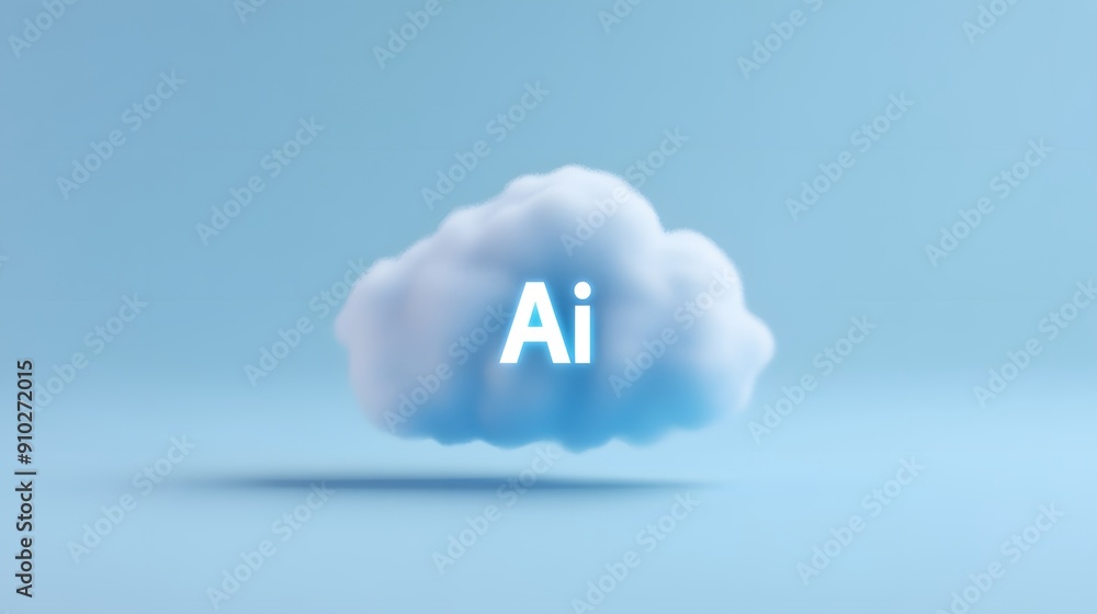 Poster cloud with the text 'ai' on a blue background, symbolizing artificial intelligence and cloud computi