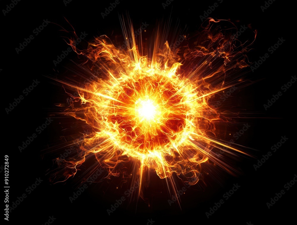 Poster fiery energy burst abstract design. intense and dynamic explosion of fiery energy creating a dramati