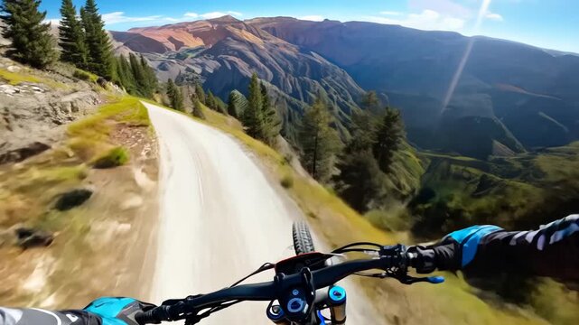 Thrilling Downhill Mountain Biking in Scenic Landscape