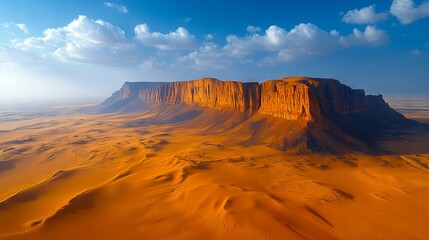 Fototapeta premium A large rock formation in the middle of a desert