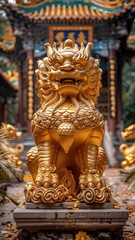 Fototapeta premium Dragon Protecting a Sacred Temple