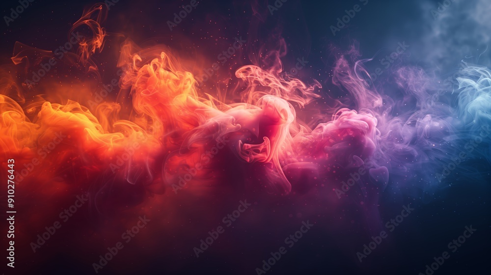 Canvas Prints Vibrant Swirls of Colorful Smoke Dancing Through Darkness in an Abstract Composition