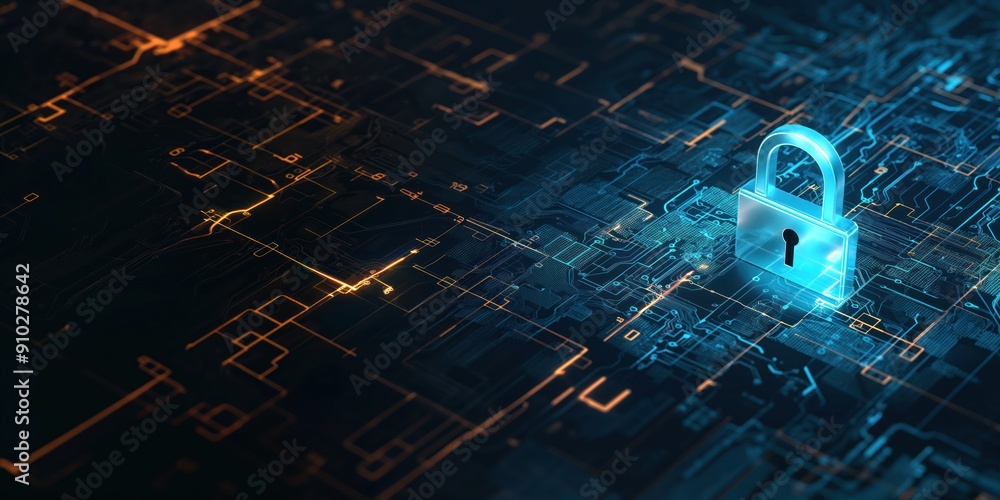Poster business data security concept. secure digital information network protection against cyber threats 