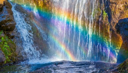 ホログラムな滝と虹の風景