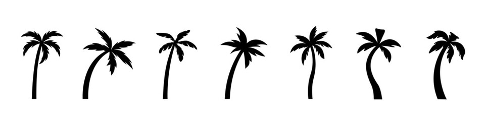 Obraz premium Palm icons. Different palm silhouette