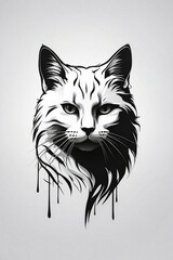 Obraz premium Minimalist Cat Head Logo on White Background