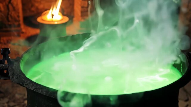 Haunting Witch's Cauldron with Green Steam